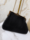 Boujee Asymmetrical Soft Ribbed Bag - Black
