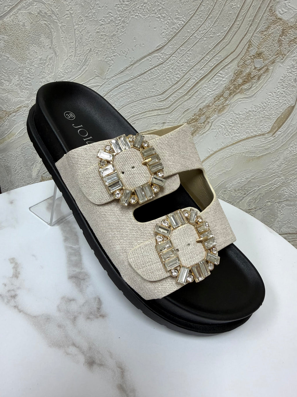 Neutral Silver Buckle Sliders