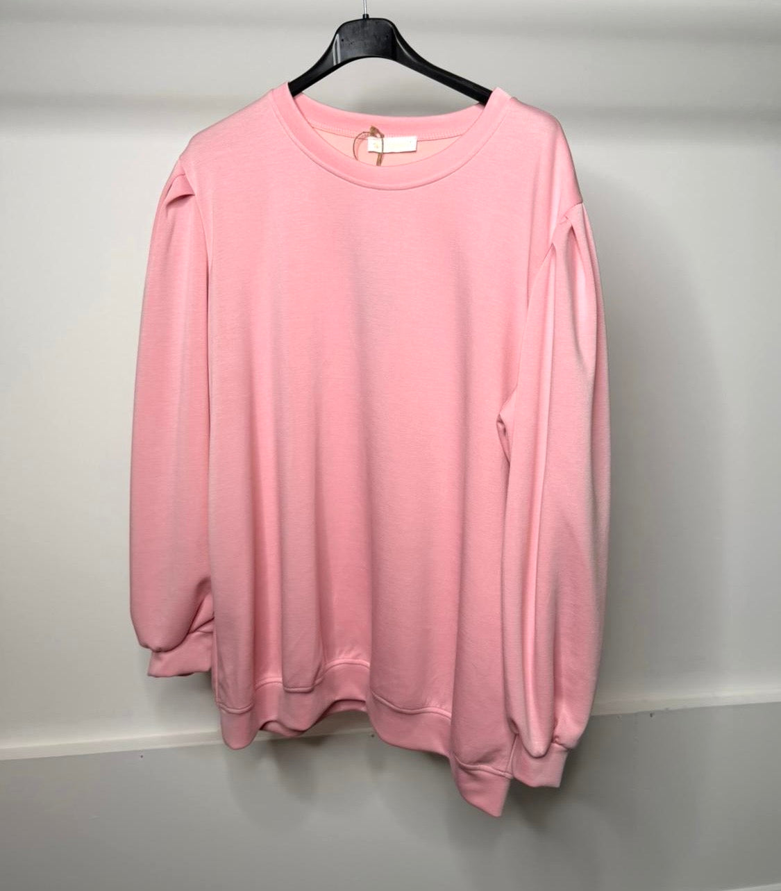 PLUS SIZE - Ruched Shoulder Detail Oversized Soft Scuba Jumper Dress