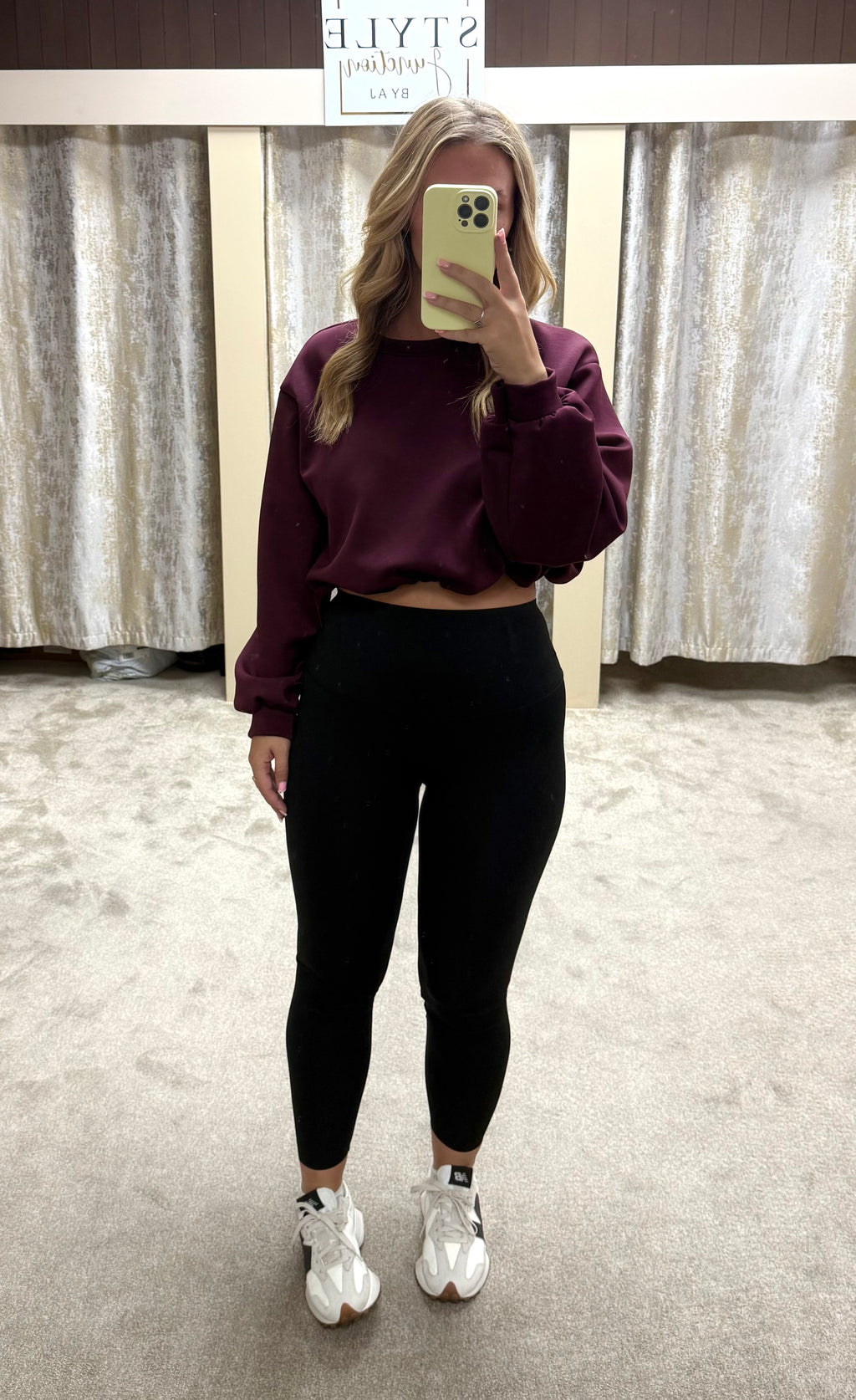 Long Sleeve Bubble Hem Elasticated Cropped Scuba Top