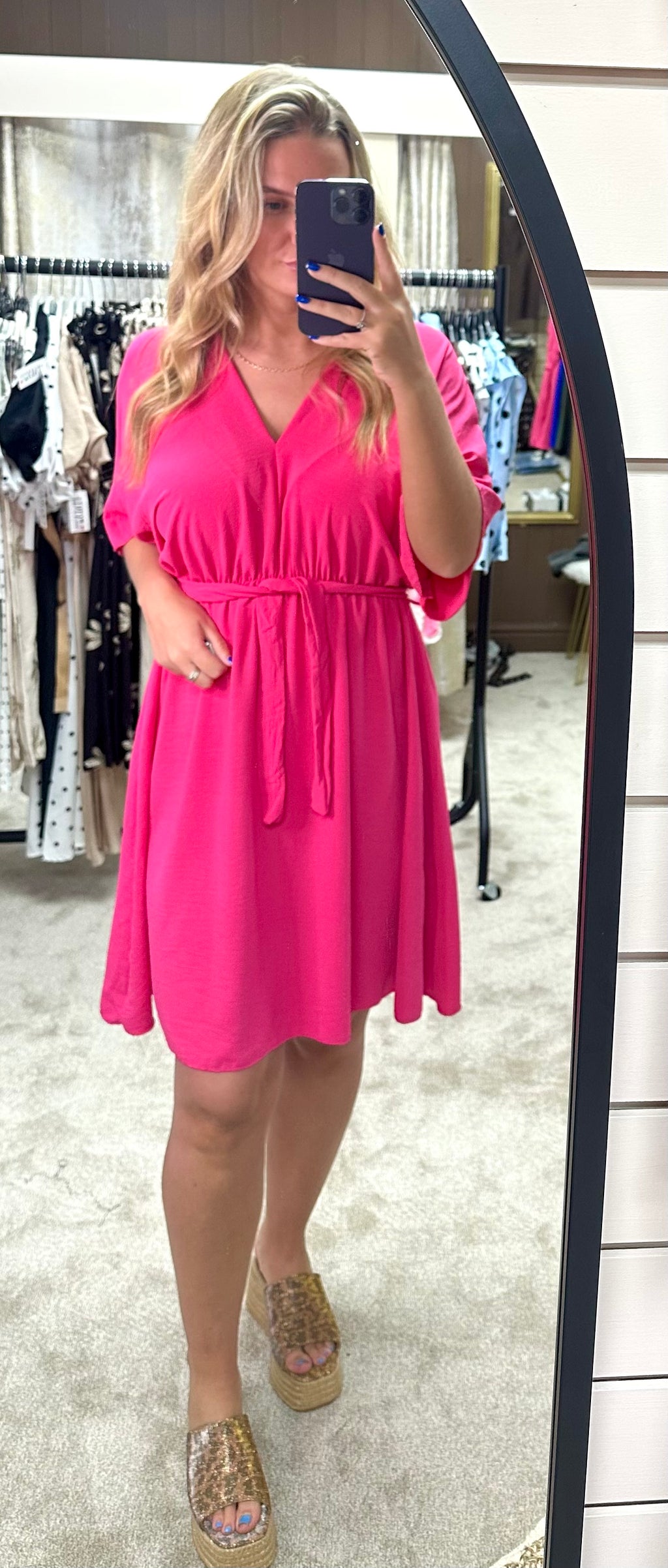Angel Sleeve Elasticated Tie Waist Dress