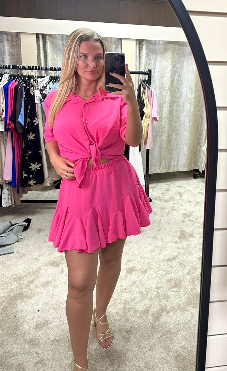 Short Sleeve Shirt & Elasticated Waist Skirt Co-Ord
