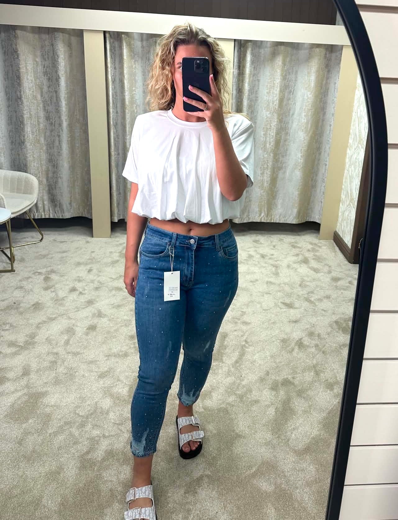 Diamanté Ripped Skinny Jeans