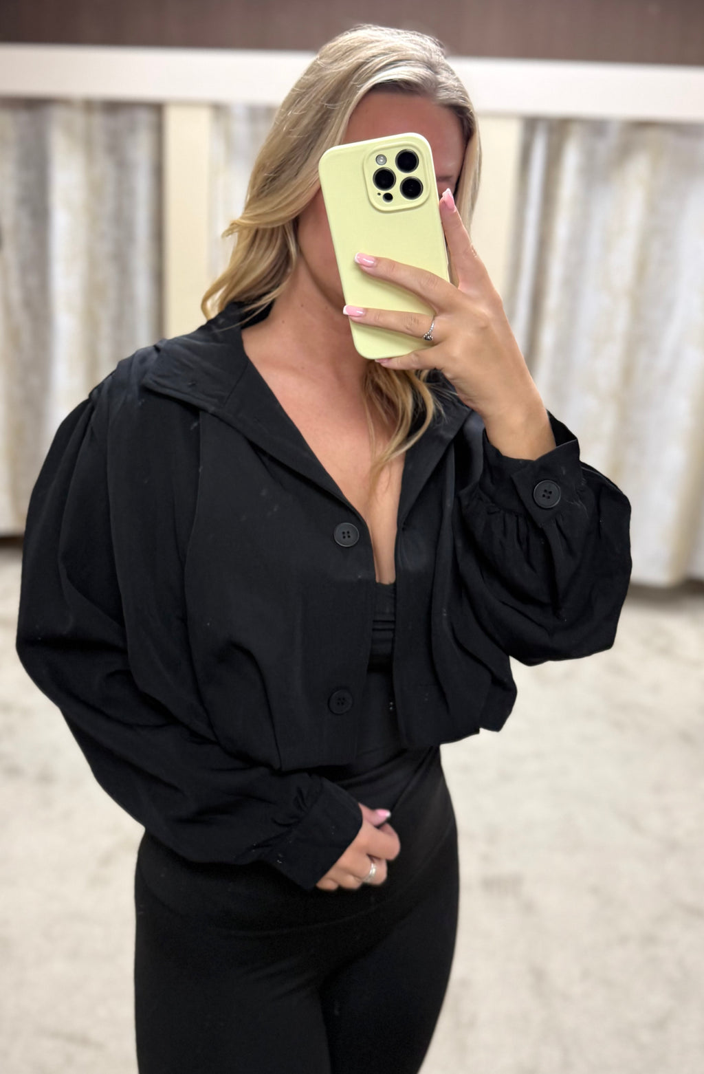Zara Inspired Cropped Jacket With Ruched Sleeve Detail