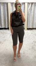 Elasticated Bubble Hem Top With Neck Tie Detail