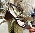 Strappy Comfy Block Heels - Chocolate Brown