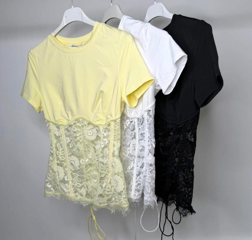 Lace Corset Detail Stretchy Top