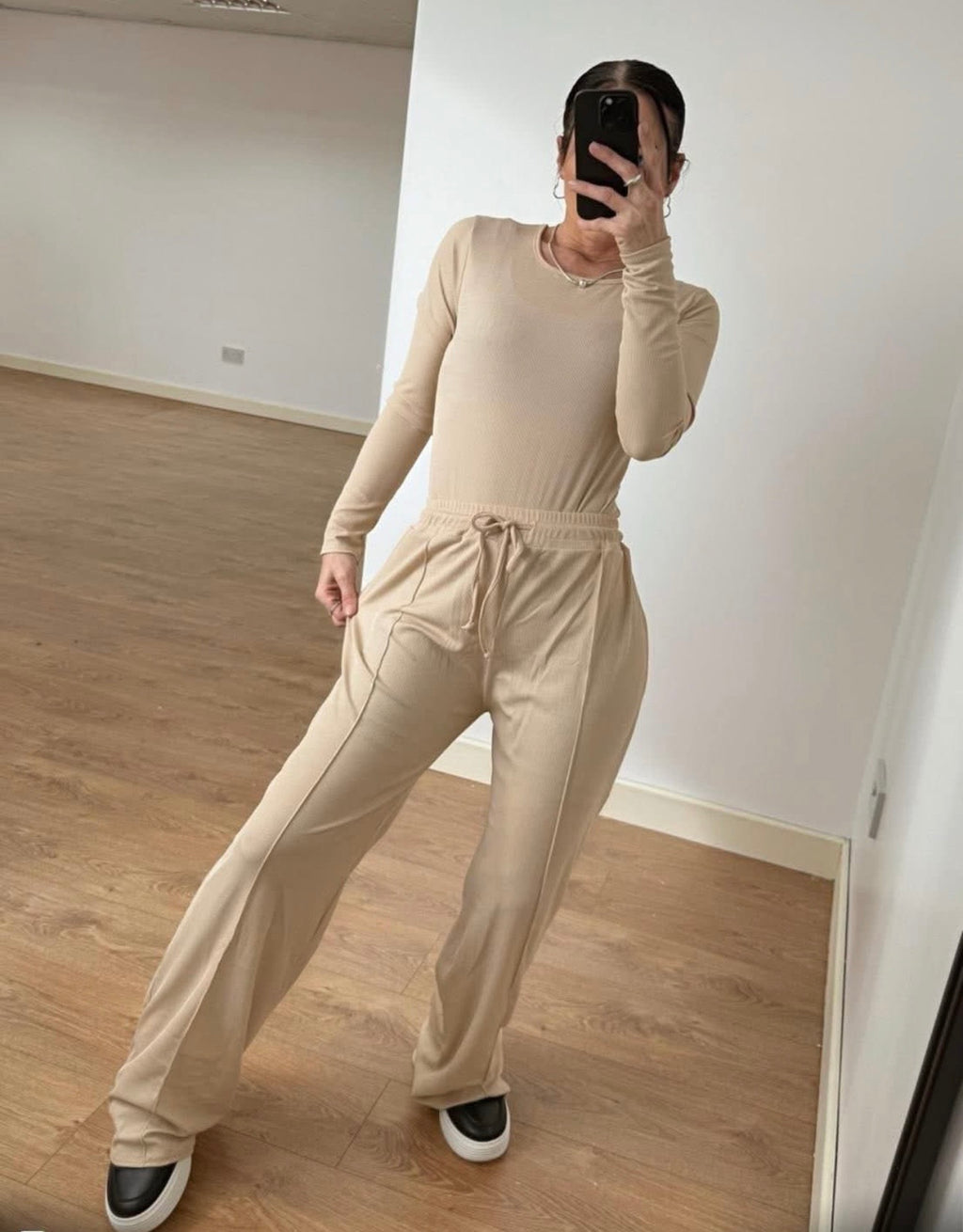 Bodysuit & Ribbed Detail Elasticated Lined Bottoms Co Ord