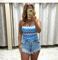 Zig Zag Strappy Padded Vest Top