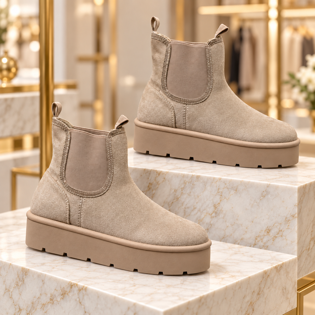 Platform Inspired UGG Boots - Beige