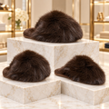 Luxe Faux Fur Slippers - Chocolate Brown