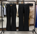 Soft & Stretchy Scuba Bootcut Trousers With Gold Buckle Detail